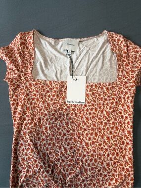 Reformation Floral Square-Neck Top